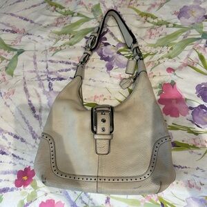 vintage white leather coach bag